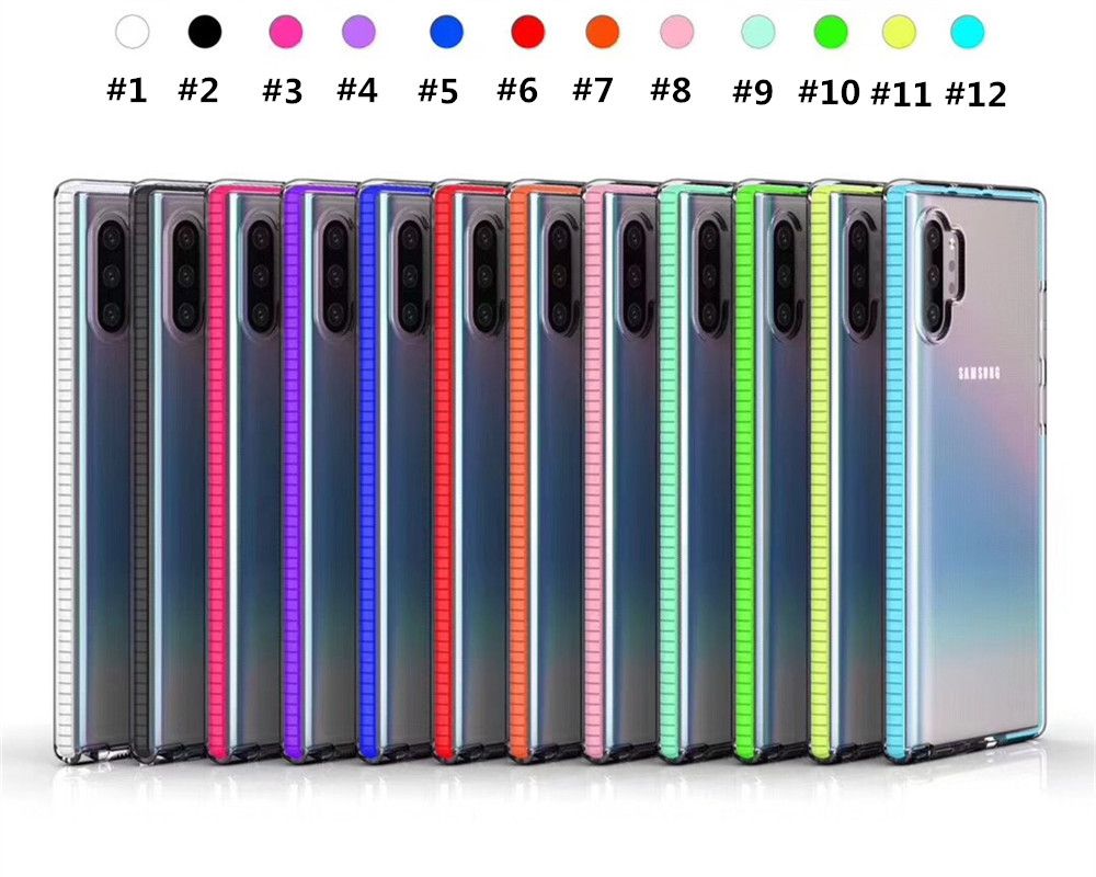 For Iphone 11 Tpu Case Colorful Side Soft Clear Back Cover Samsung Note 10 Plus 0 0e J4 Plus Iphone Xs Max Xr 7 8 Full Protection Cover Durable Cell Phone Cases