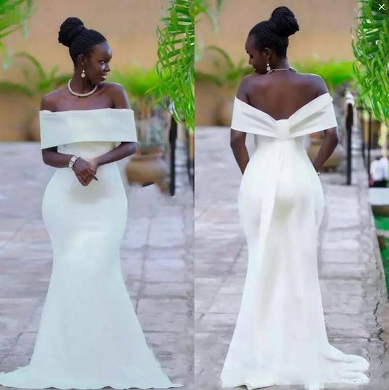 Nigerian African Women Mermaid Prom Dresses Off Shoulder Open Back