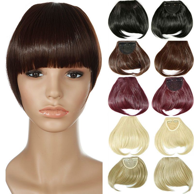 2019 2019 Women Synthetic Clip In Blunt Bangs Fringe Front On