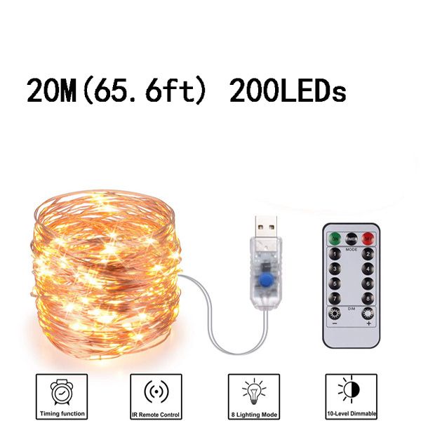 USB 20M（65.6FT）200LED