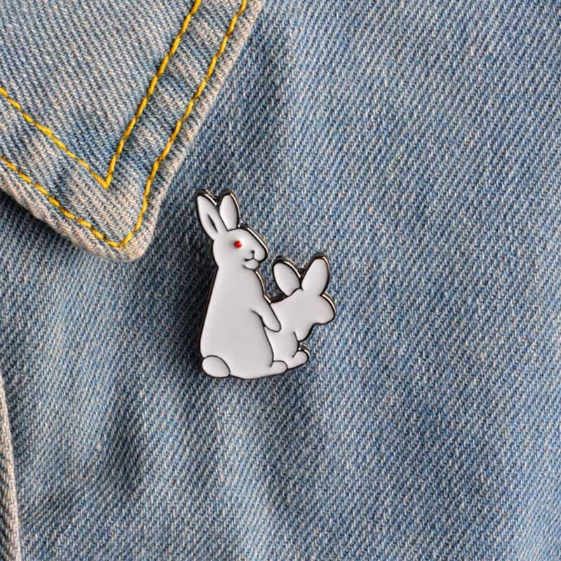 Brooch White  Bunny Rabbit Cute Handmade Jewellery Backpack Lapel Pin Badge New