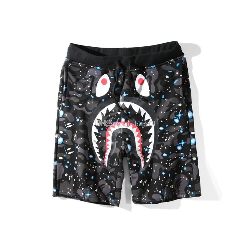 Bape corta para hombre diseñador de moda pantalones para Hip Hop tiburón impresión Pantalones de playa del verano cortos M-XXL