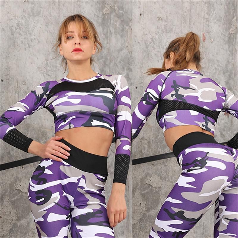 2020 Sportswear Ladies Fitness Sports Fitness Clothes Women Dry Sports Suit Camouflage Tracksuit