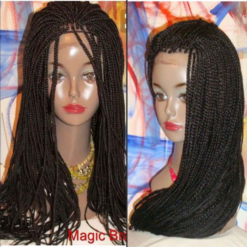 Fashion Style Black Color Long Braid Lace Front Wig Micro Braids