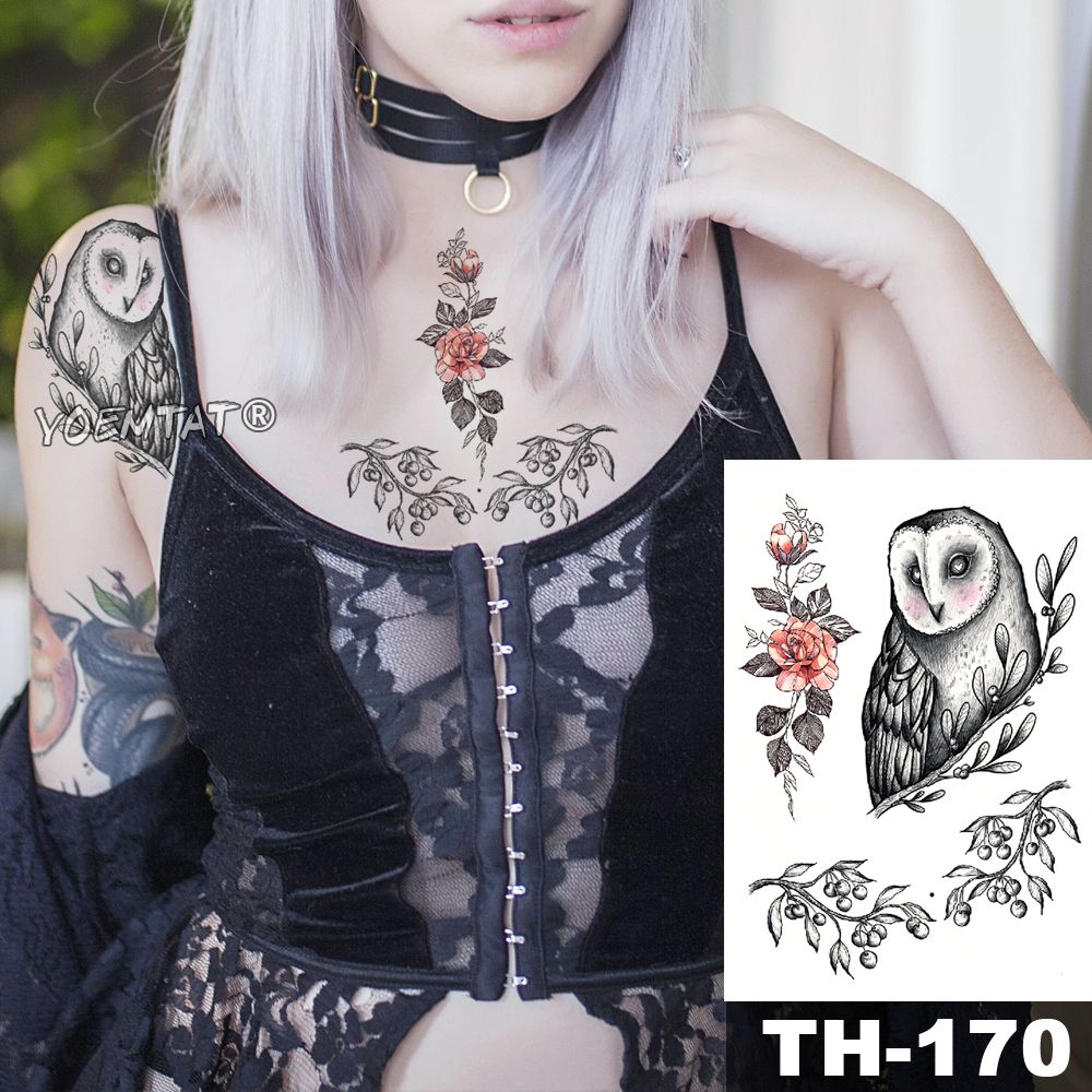 Waterproof Temporary Tattoo Sticker Sketch Lily Flower Pattern Tatoo Water Transfer Swallow Body Art Fake Arm Tattoo For Women Large Temporary Tattoos