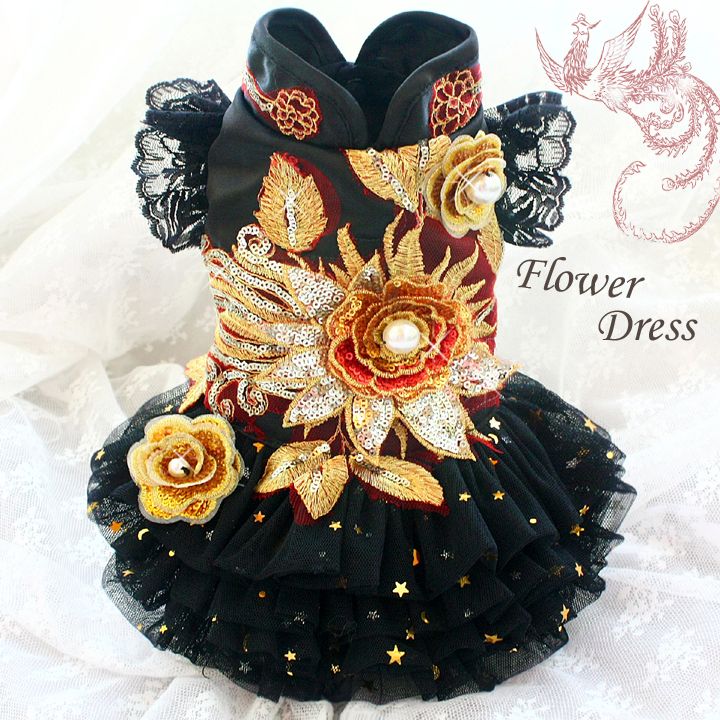 2020 Handmade Dog Clothes Black Gold Stars Moon Embroidered High Collar Dog Dresses Pet Apparel Poodle Yorkshir From Petboutique 28 15 Dhgate Com