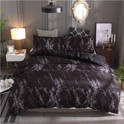 Printed Marble Bedding Set White Black Duvet Cover King Queen Size