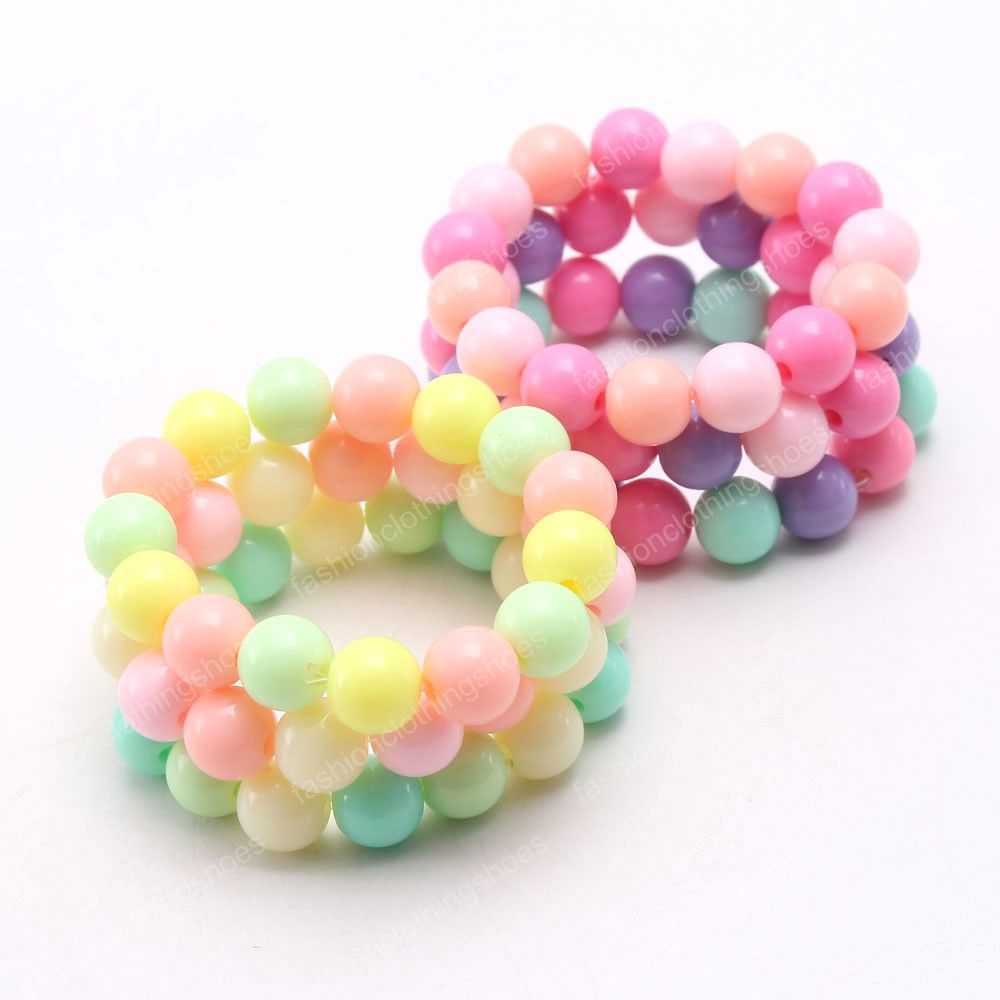 Fashion Handmade Kids Acrylic Beads Bracelets Diy Jewelry For Girls Children Elastic Bangles