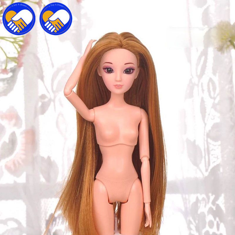 Compre UN JUGUETE UN SUEÑO Muñeca Desnuda Con Ojos 3D Accesorios Para La Cabeza De Cabello Liso Adecuado Para Usted Mismo DIY Cambio De Juguete Para Niñas Muñeca Juguetes Regalo A 41,15