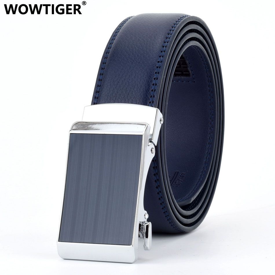Wholesale Blue 3.5cm Fashion Designer Belts For Men Sliding Buckle Ratchet Men Belt Automatic ...