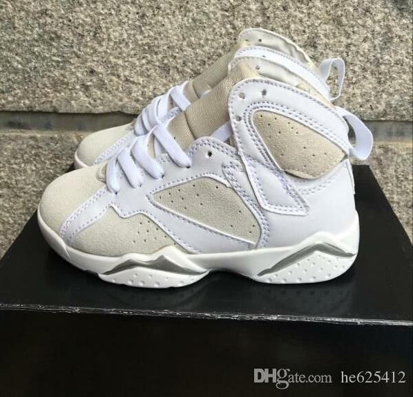 2019 LuxuryDesigner Shoes GucciMenWomen Pure Platinum Vii 7s Kids Basketball Shoes High Tops White Silver Infant Children Athletic From