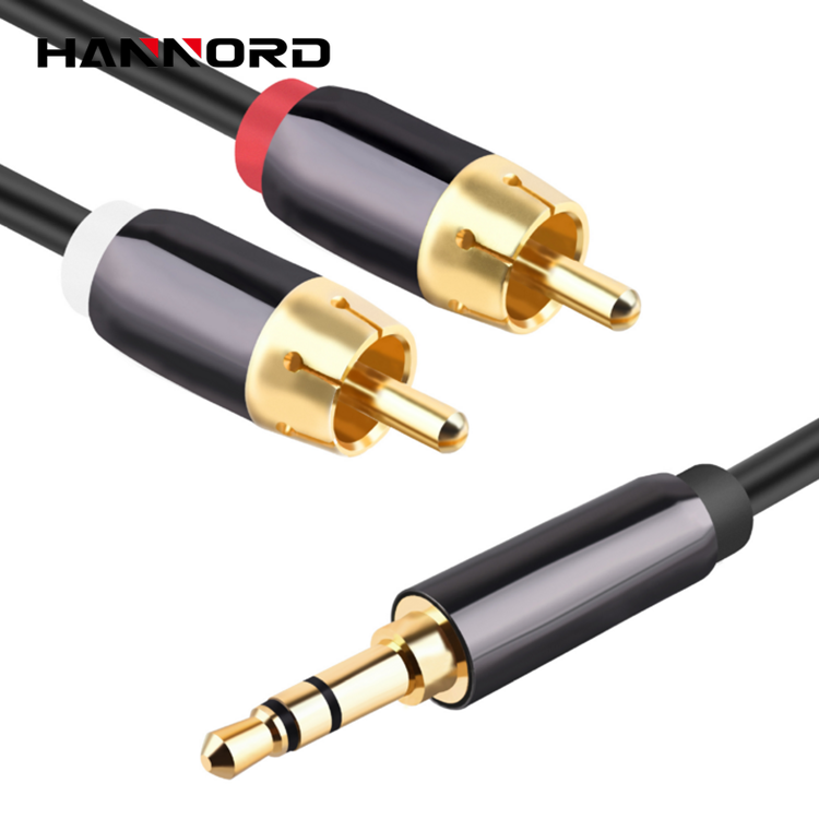 3.5mm Stereo Jack to Twin 2RCA Phono Plug Aux Audio Cable For PC Car Speaker Lot