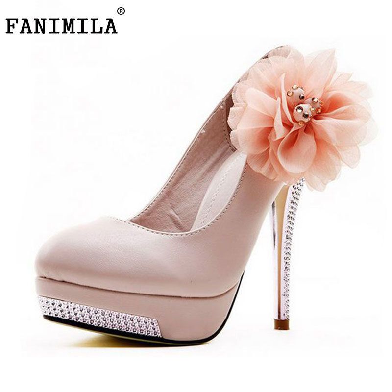 FANIMILA Ladies Fashion Floral Sandals Platform Heels Extra Sizes
