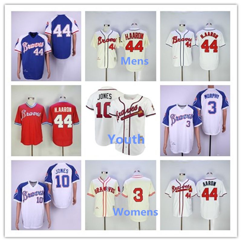 2020 Mens Womens Youth Retro 44 Hank Aaron 10 Chipper Jones 3 Dale Murphy Stitched Throwback Kids Baseball Jerseys From Tzyy001 16 06 Dhgate Com