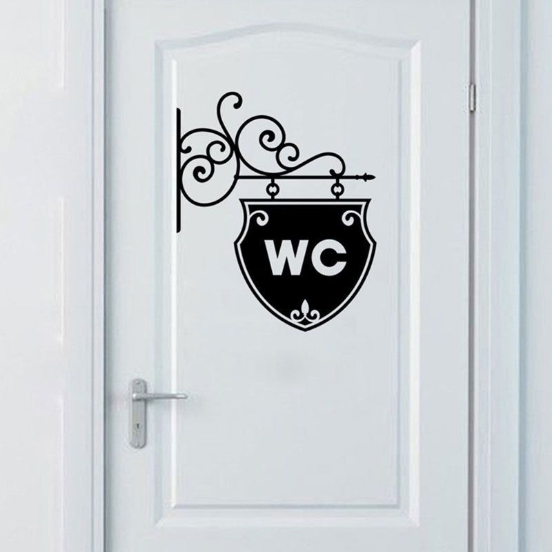 Vintage Wc Toilet Bathroom Door Wall Sticker Doorplate Decoration