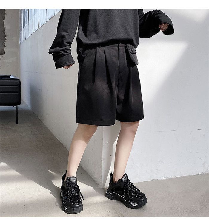 Compra Correa Para Hombre Del Bolso Flojo Corto Verano Botón Del Diseñador  Del Color Sólido De La Pierna Ancha Adolescentes De Los Deportes De Los  Pantalones Hasta La Rodilla Varones Street Style