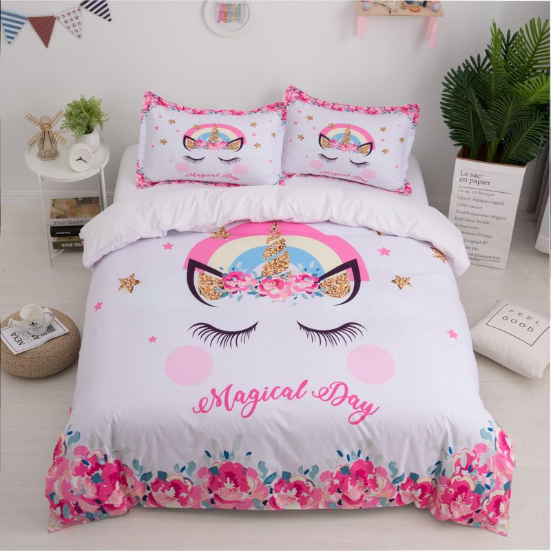 Yi Chu Xin 3d Unicorn Duvet Cover Set Bedding Set Single Size Kids