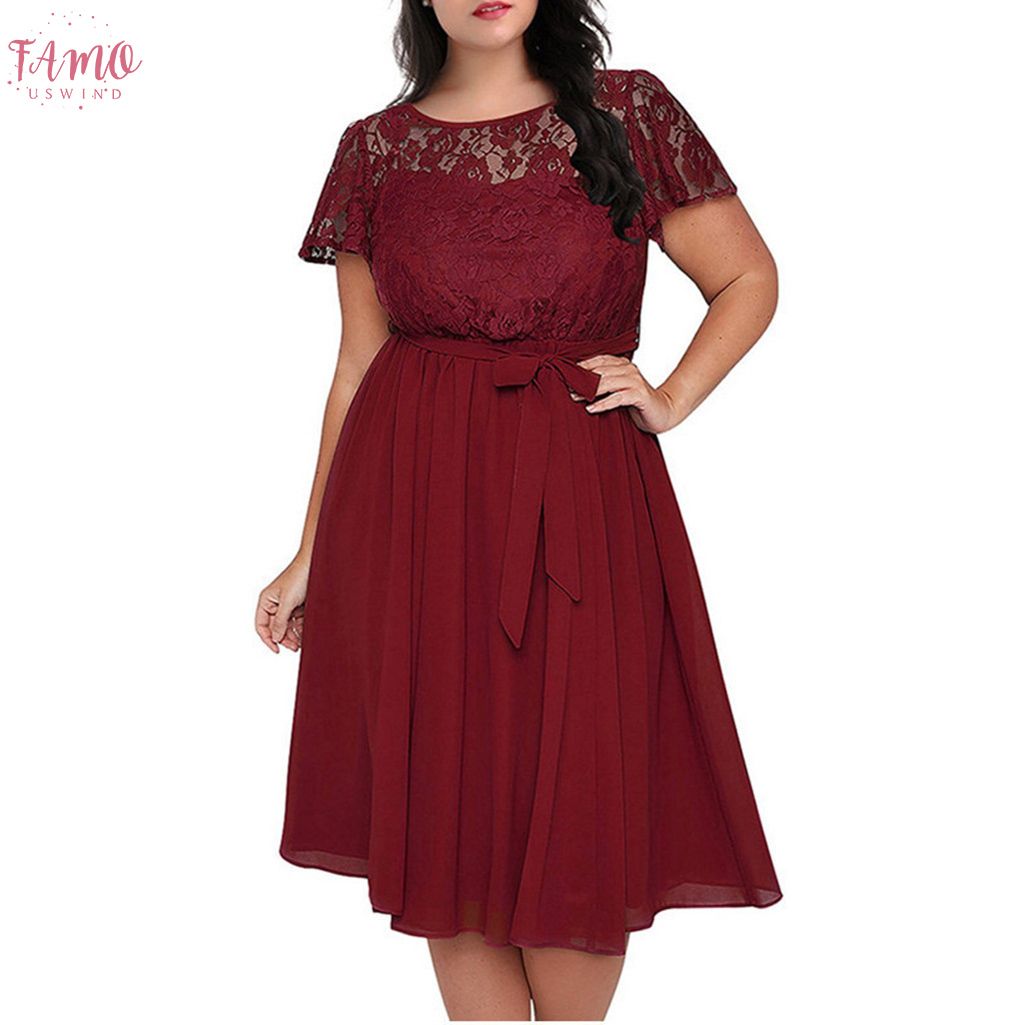 red and white plus size dress