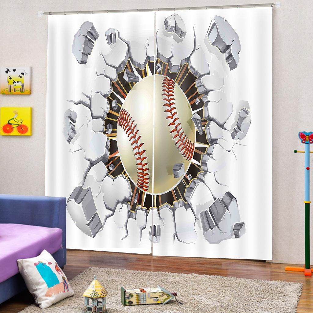 Compre Personalizar Beisbol Cortina De La Ventana Oscuras Cortinas