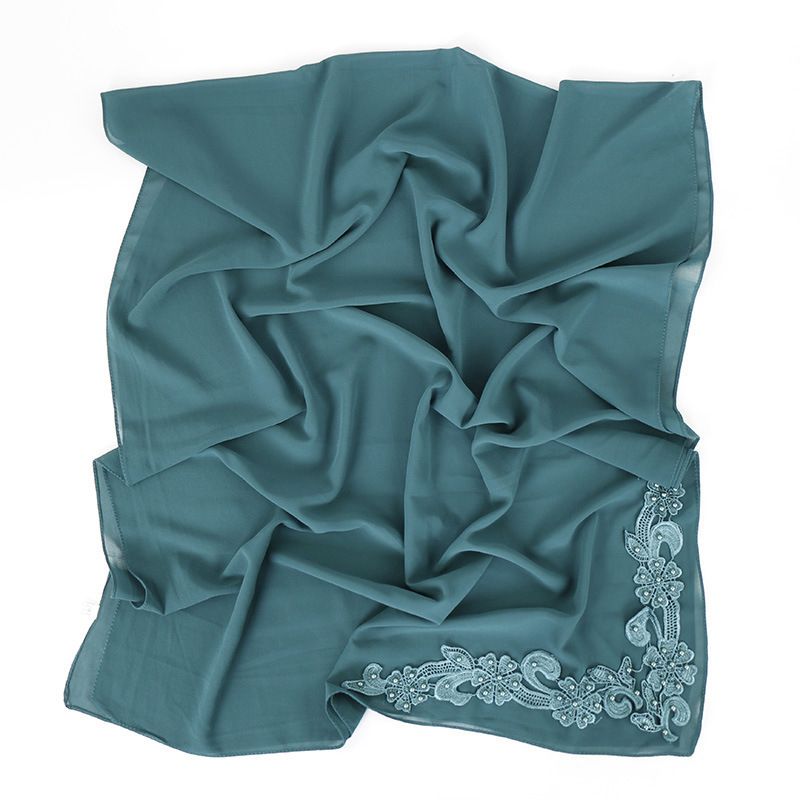 2020 Summer Lace Floral Hijab Scarf Plain Color Bubble Chiffon Wraps Beads Long Shawls Muslim Fashion Headband Wraps Islamic Scarves From Tutucloth 28 33 Dhgate Com