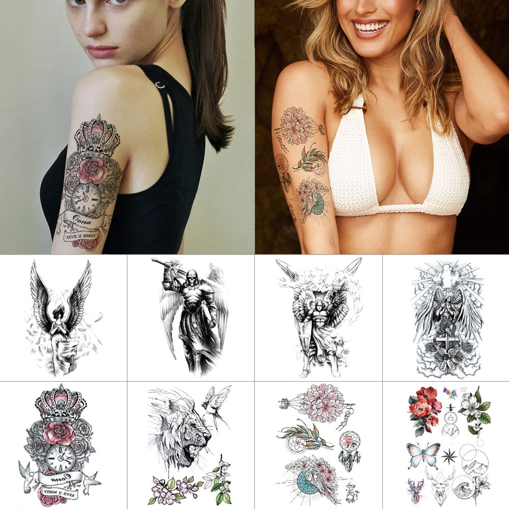 Black ink color temporary tattoos Demon Devil Arm Waterproof Sticker Tattoos Cool body art tattoos Flower small sticker tattoo for men women Black ink color temporary tattoos Demon Devil Arm Waterproof Sticker Tattoos Cool body art tattoos Flower small sticker tattoo for men women