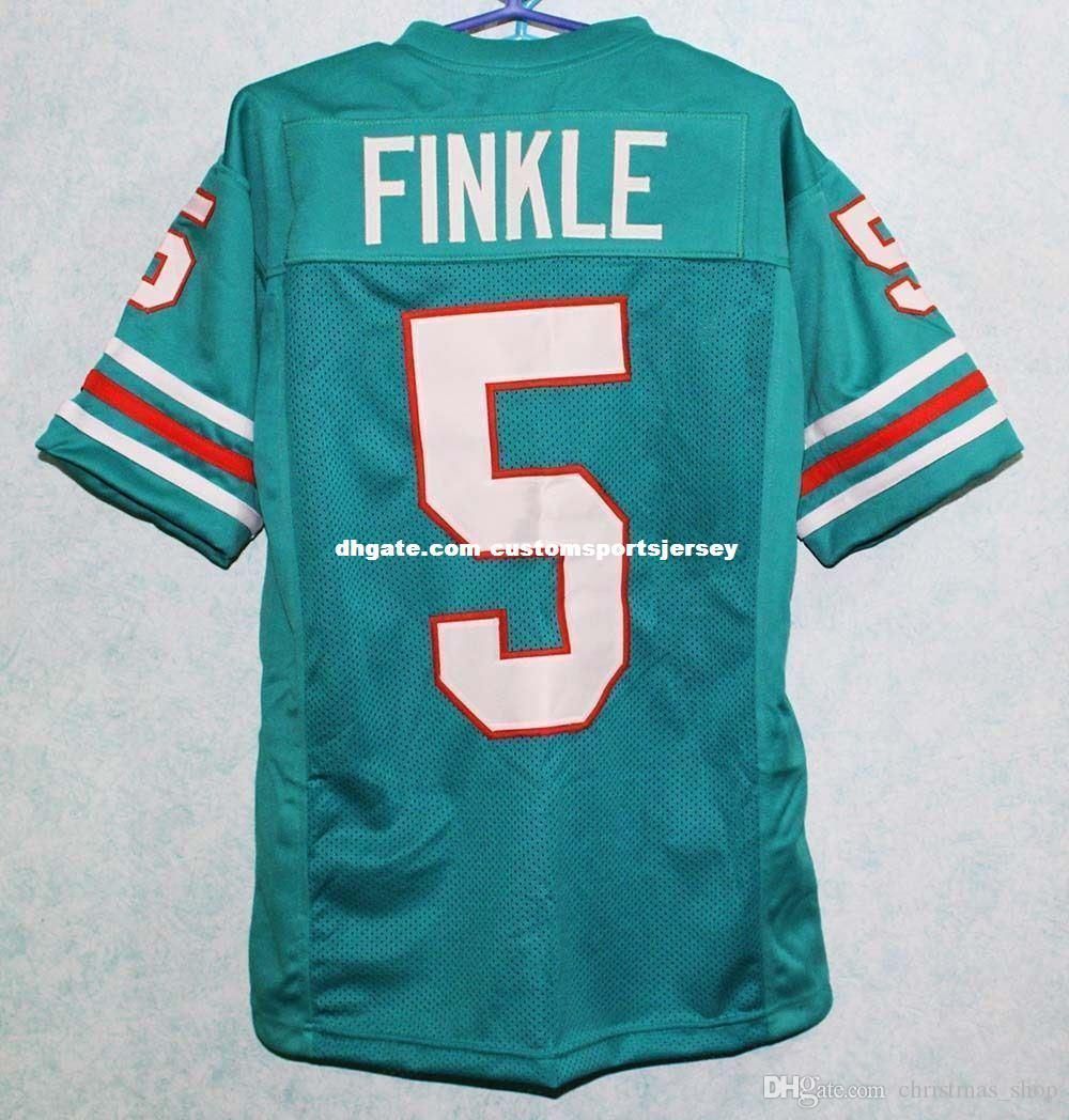 Cheap custom Ray Finkle #5 Ace Ventura Movie Miami Football Jersey Teal Stitched Customized Any name number Stitched Jersey XS-5XL