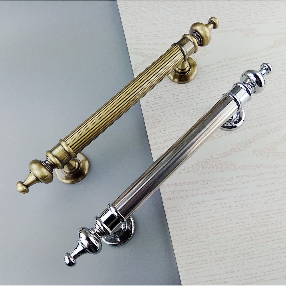 2019 345mm Bronze Chrome Furniture Hardware Wooden Door Handles Bathroom Bedroom Restaurant Sliding Door Handle Wardrobe Knobs Push Pulls Handle From