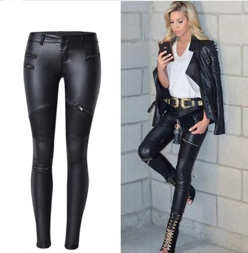 black leather pants with zippers