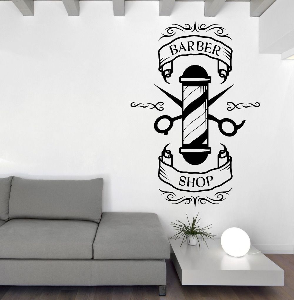 Barber Salon Vinyl Decal Wall Sticker Beauty Haircut Scissors