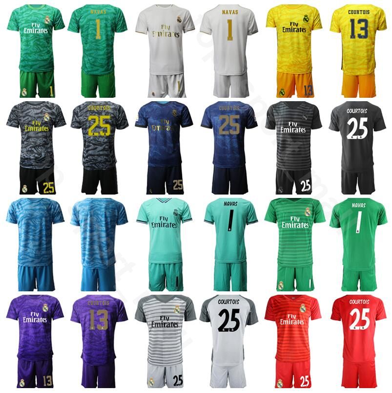 2020 Real Madrid Soccer Goalkeeper GK Goalie 1 Iker Casillas Jersey Set Thibaut Courtois