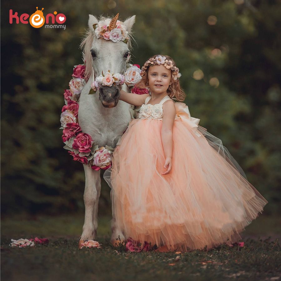 2020 Handmade Fairy Peach Flower Girls 