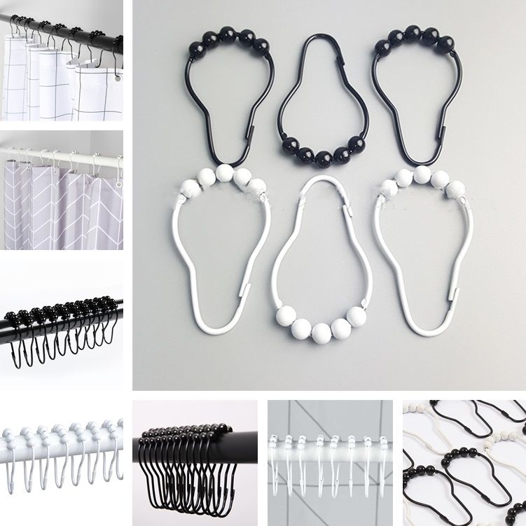 compre barniz para hornear ganchos para cortinas de bano de acero inoxidable en blanco y negro bola cinco bola anillo de cortina anillos de cortina de