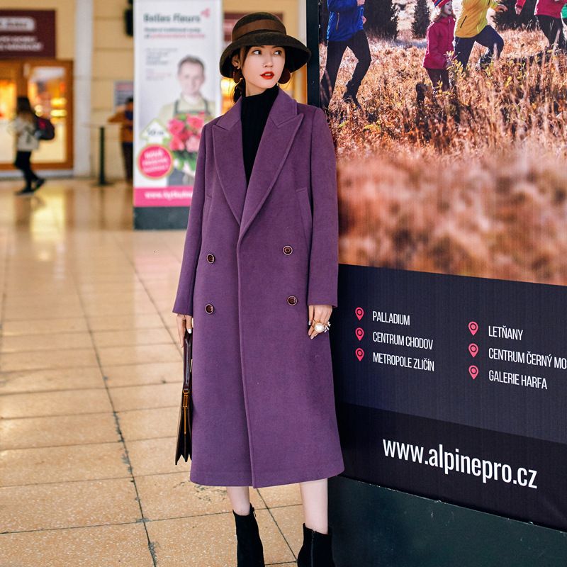 purple wool coat