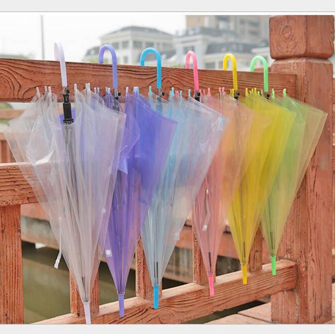Transparent Clear Umbrellas PVC Automatic Jelly Rain Cover Sun Umbrella