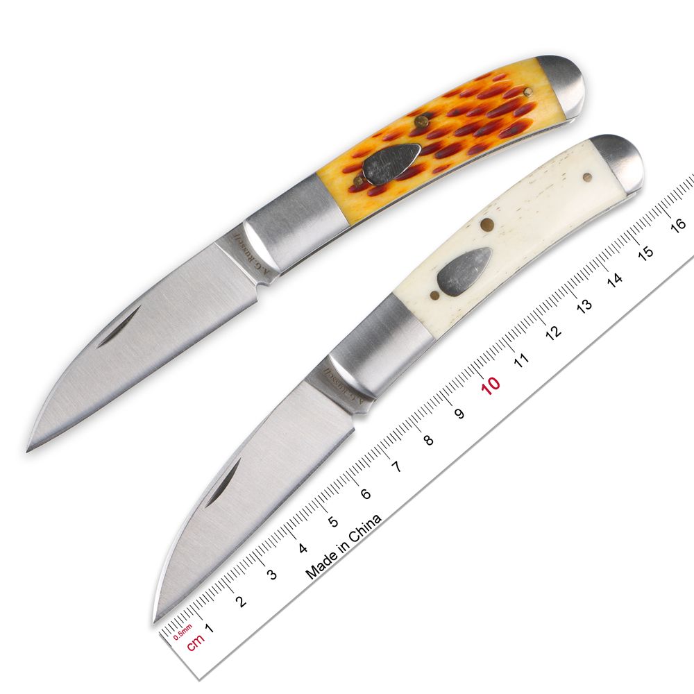 ENLAN AGR Slip Joint Folding Knife 12C27 Blade Beef Bone Steel Handle