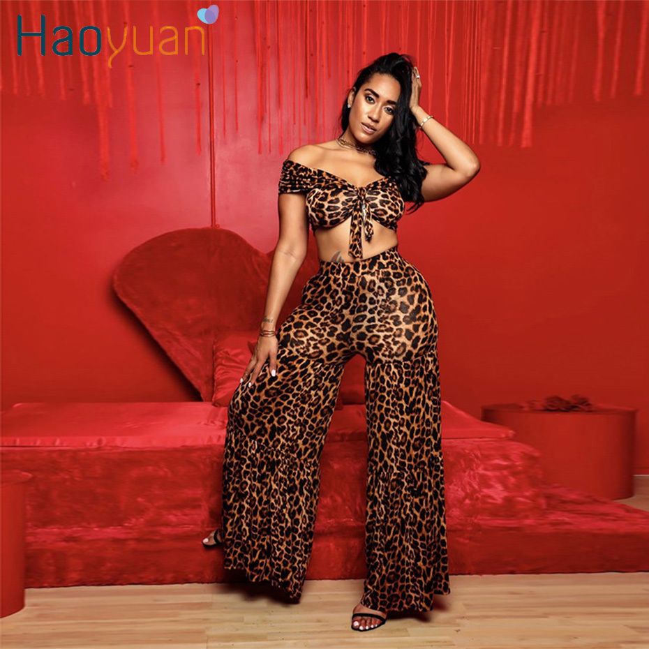 leopard print two piece set