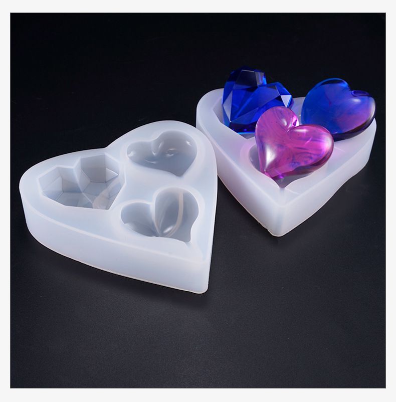 Silicone Clear 3D Heart Mold Jewelry Making Moulds DIY Epoxy Resin Ornament