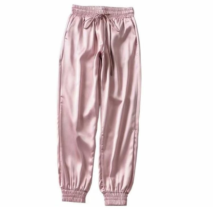 pink satin cargo pants