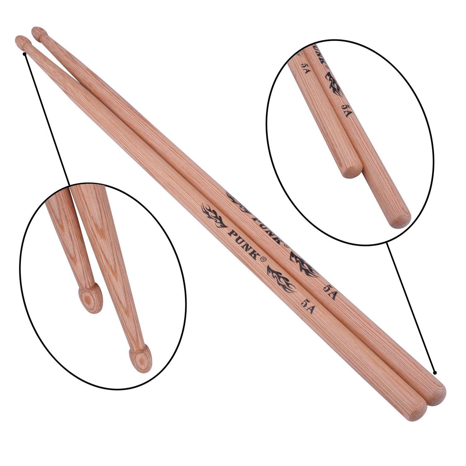 2021 Punk Professional Drum Sticks 5A Hickory Wood Drumsticks Musical