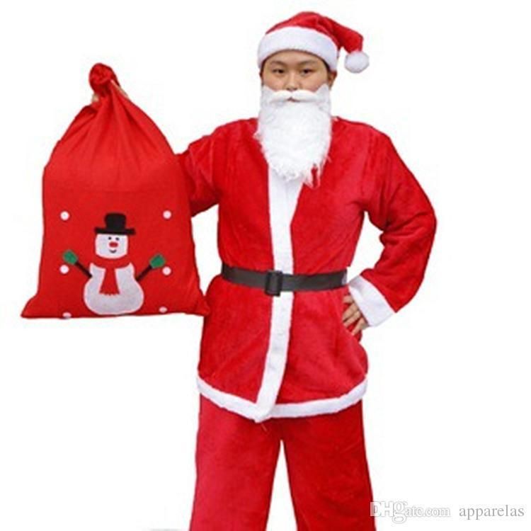Immagini Di Uomini Vestiti Da Babbo Natale.Acquista Abbigliamento Uomo Adulto Di Natale Set Di 7 Vestiti Pantaloni Borsa Da Barba Con Cappello Da Babbo Natale A 23 49 Dal Brittany74 Dhgate Com