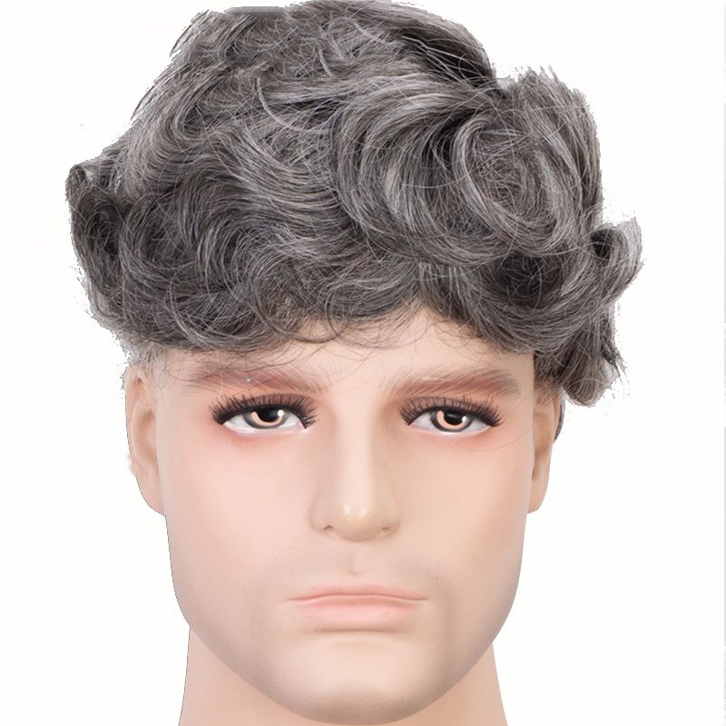 2019 Old Young Men S Toupee With Black And White Color Hair For