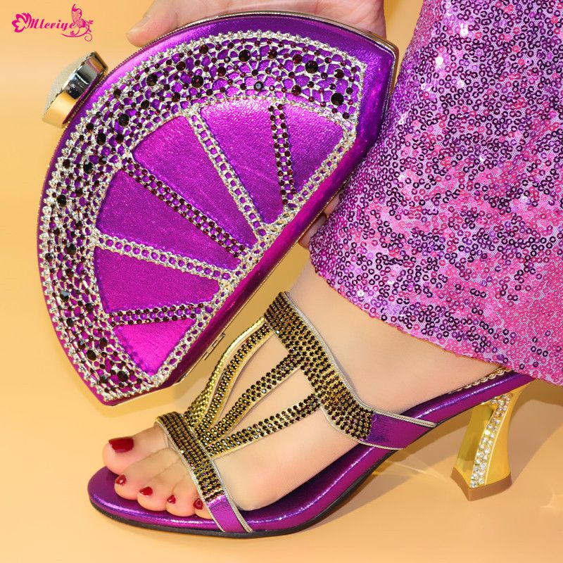 ladies purple shoes and matching bag