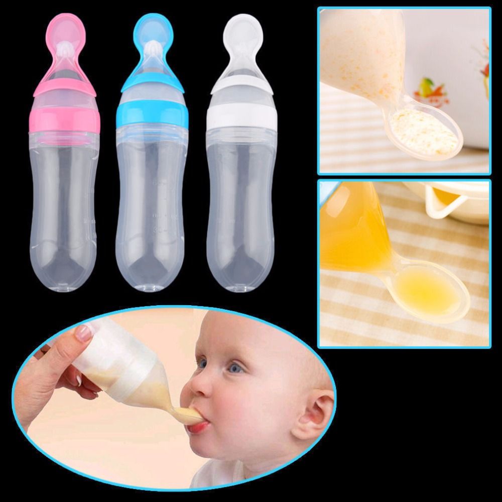2020 Baby Squeezing Feeding Bottle Silicone Training Rice Spoon