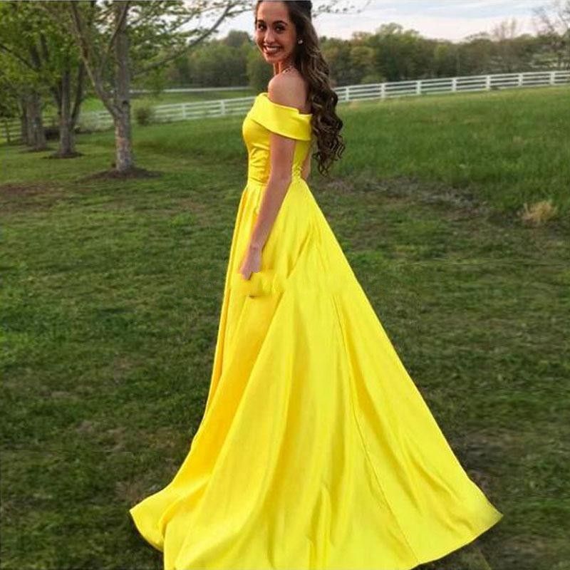 yellow off the shoulder dress prom