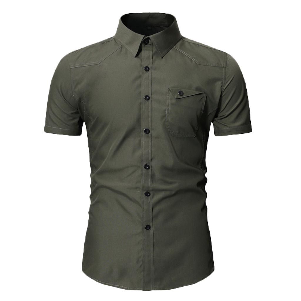 Vestido de manga corta camisa de los hombres camisas formales ajuste ocasional verano