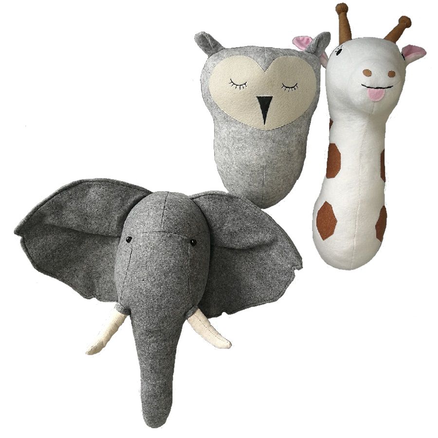 stuffed elephant wall mount