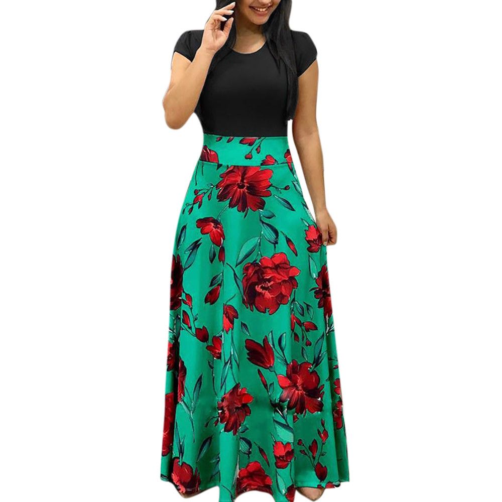Vintage Boho Dress for Women,Summer Beach Floral Print Loose Casual Mini Dress