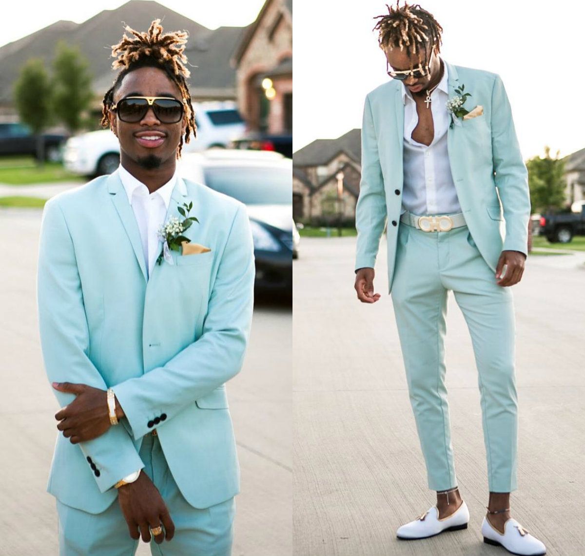 Traje verde agua hombre Clearance