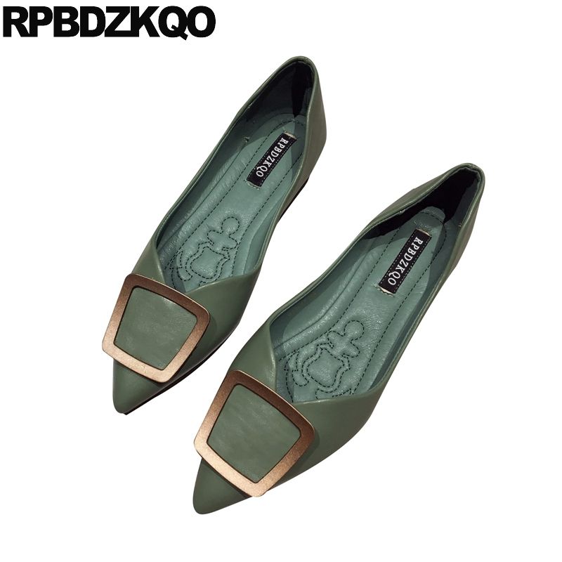 Walking Ladies Fashion Women Dress Shoes Green Flats China Pointed