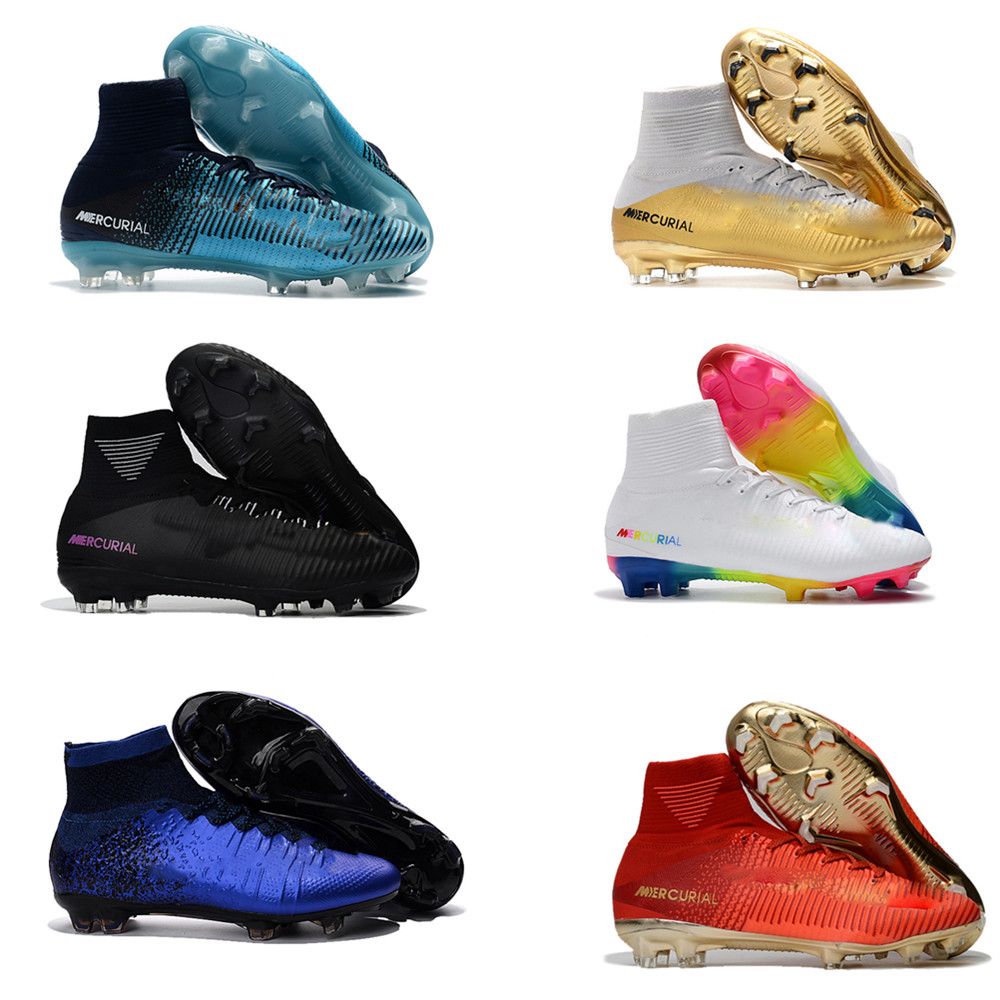 Compre Arco Iris De Color Rojo Original Del 100% Calzado De Fútbol  Mercurial Superfly CR7 Nueva V FG Tacos De Fútbol De Tobillo Botas De  Fútbol Ronaldo Deportes Zapatillas De Deporte A
